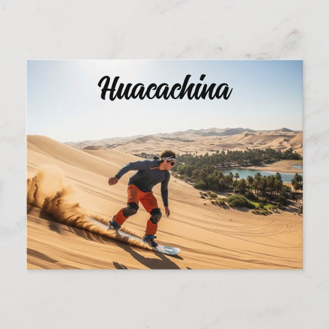 Postal Sandboard en Huacachina Perú Viaje (Anverso)