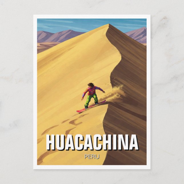 Postal Sandboard en Huacachina Perú Viaje (Anverso)