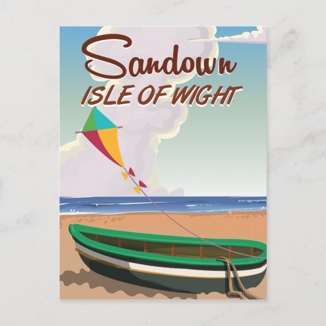 Postal Sandown, poster de viajes de la isla de Wight (Anverso)