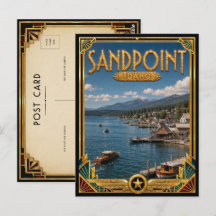 Sandpoint Idaho Arte Deco Vintage Edad Dorada