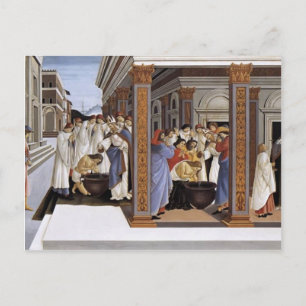 Postal Sandro Botticelli- Bautismo de San Zenobio