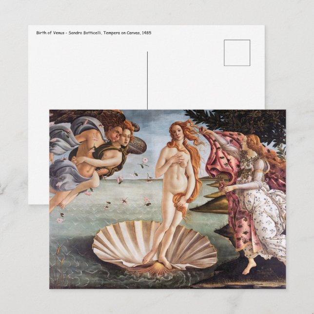 Postal Sandro Botticelli - El nacimiento de Venus (Anverso / Reverso)