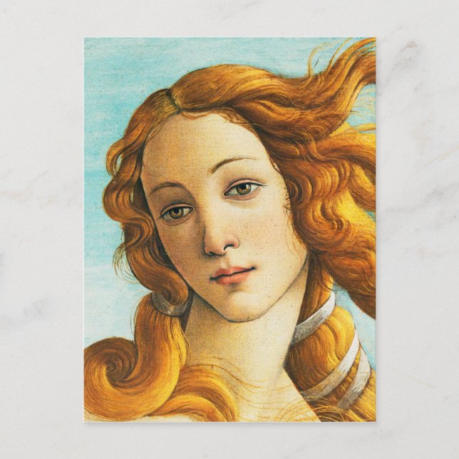 Postal Sandro Botticelli El nacimiento de Venus Face Deta (Anverso)