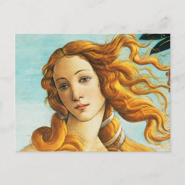 Postal Sandro Botticelli El nacimiento de Venus Face Deta (Anverso)