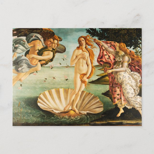 Postal Sandro Botticelli El nacimiento del Bella Artes Ve (Anverso)