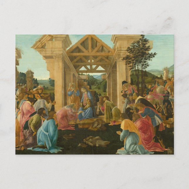 Postal Sandro Botticelli - La Adoración del Magi (Anverso)