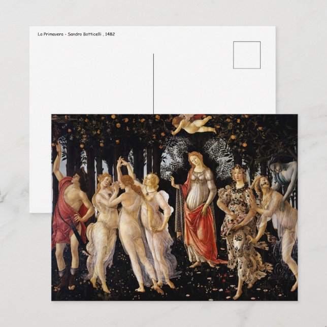 Postal Sandro Botticelli - La Primavera (Anverso / Reverso)