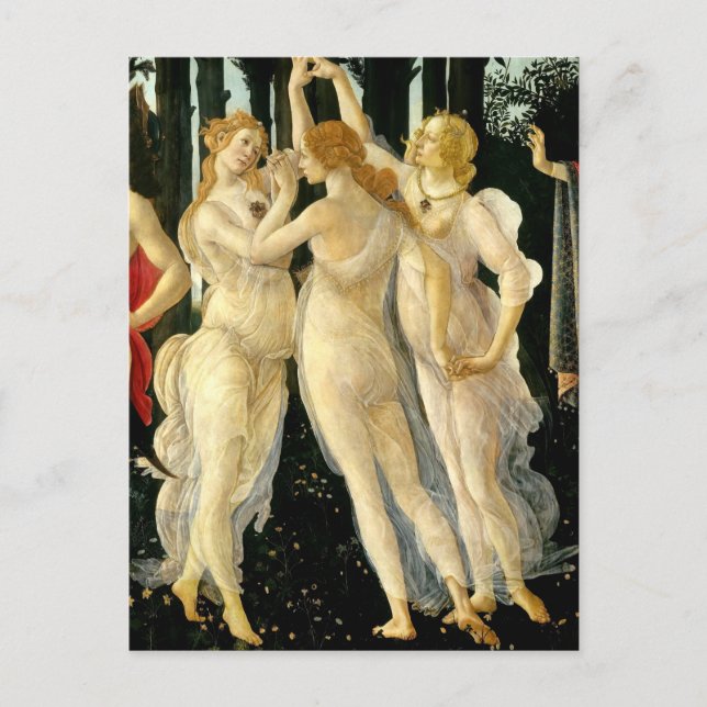Postal Sandro Botticelli "Primavera - Tres Gracias"  (Anverso)