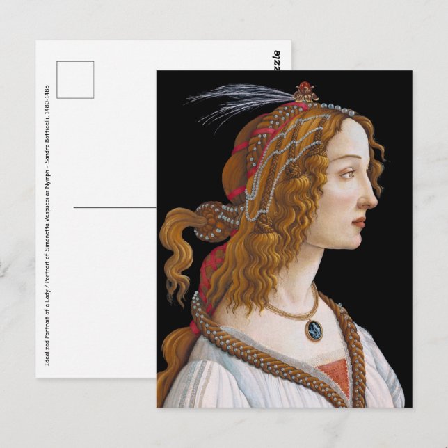 Postal Sandro Botticelli - Retrato de Simonetta Vespucci (Anverso / Reverso)