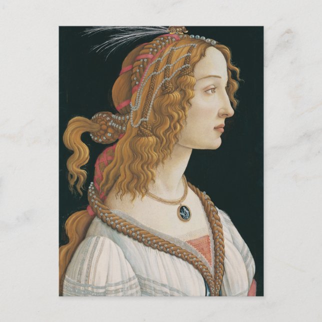 Postal Sandro Botticelli - Retrato idealizado de una dama (Anverso)