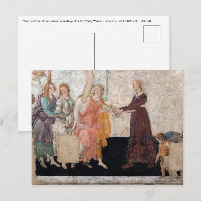 Postal Sandro Botticelli - Venus y los Tres Grados (Anverso / Reverso)