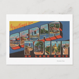 Postal Sandusky, Ohio - Lago Erie - Punto Cedar