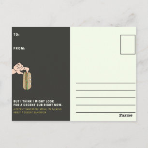 Postal Sándwich divertido negro y amarillo