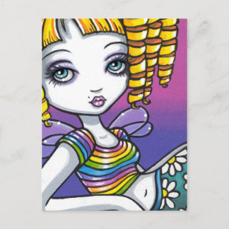 Postal "Sandy" de arte de hadas arcoiris