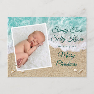 Postal Sandy Turquesa Toes Salty Kiss Feliz Navidad