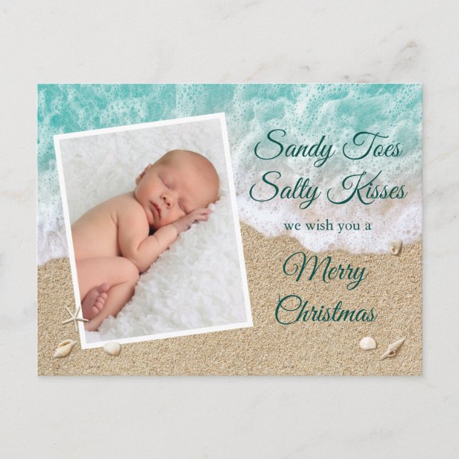 Postal Sandy Turquesa Toes Salty Kiss Feliz Navidad (Anverso)