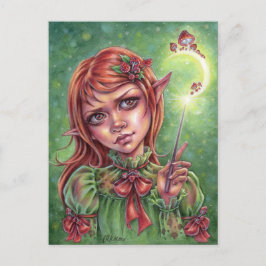Postal Sangre de hongos Postcard Elf Chica Fantasy