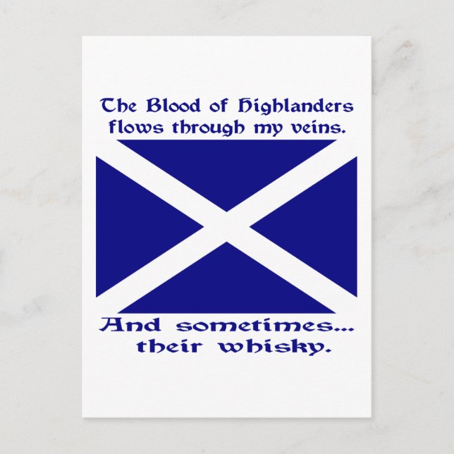 Postal Sangre de montañés escocés y whisky (Anverso)