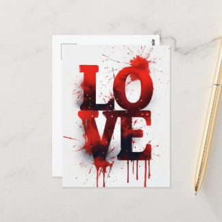 Postal Sangre roja Splatter LOVE Valentine