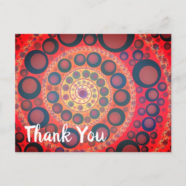Postal Sangria Rojo Espiral Fractal Gracias (Anverso)
