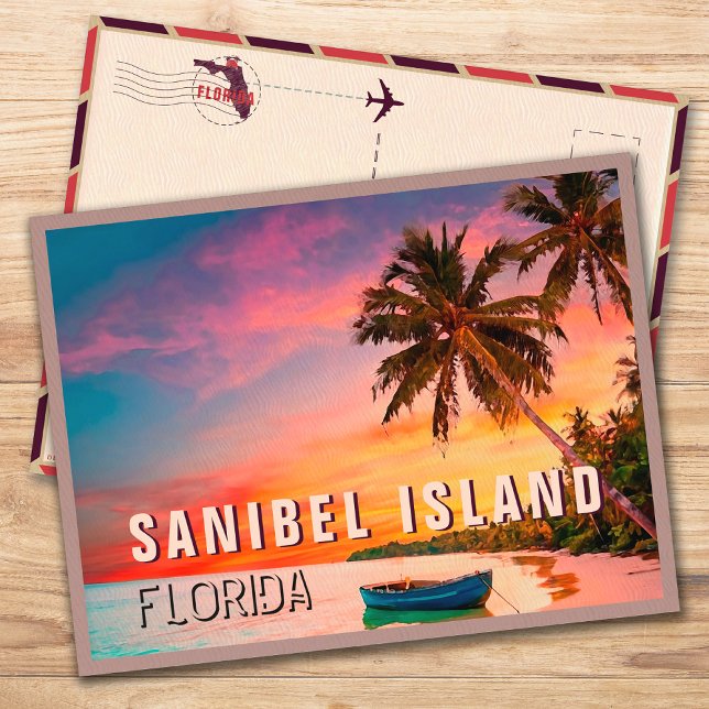 Postal Sanibel Florida Tropical Palm Tree Sunset 1950 (Subido por el creador)