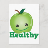 Sano con manzana kawaii verde con una cara linda