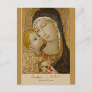 Postal Sano di Pietro Virgen con el Niño tierna CC1080