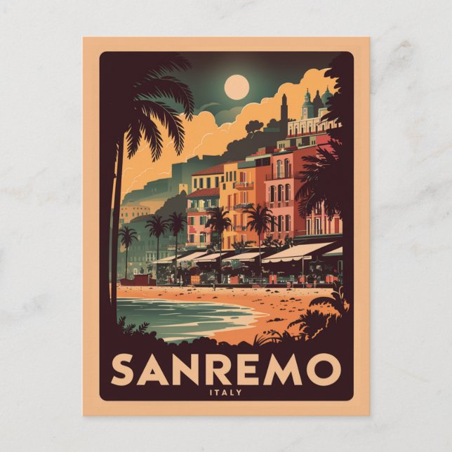 Postal Sanremo, Italia, estilo retro (Anverso)
