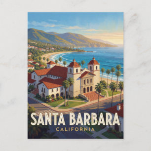 Postal Santa Barbara California Viaje al Estilo Español 