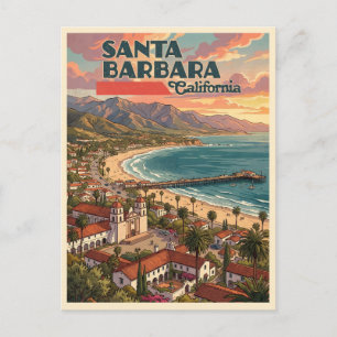 Postal Santa Barbara California Viajes Antiguos