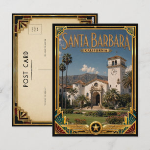 Postal Santa Barbara California Vintage Art Deco Siglo de