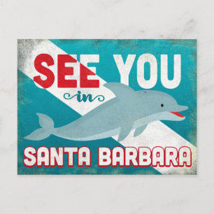 Postal Santa Barbara Dolphin - Viaje retro vintage