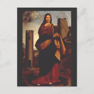 Postal Santa Bárbara Icono Sagrado Arte Gráfico