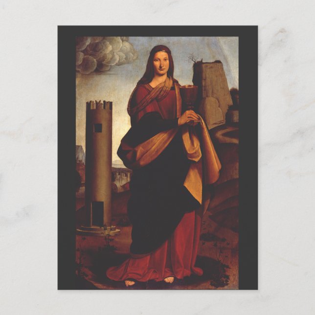 Postal Santa Bárbara por Giovanni Antonio Boltraffio (Anverso)