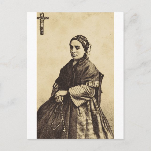 Postal Santa Bernadette Soubirous Arte Fino (Anverso)