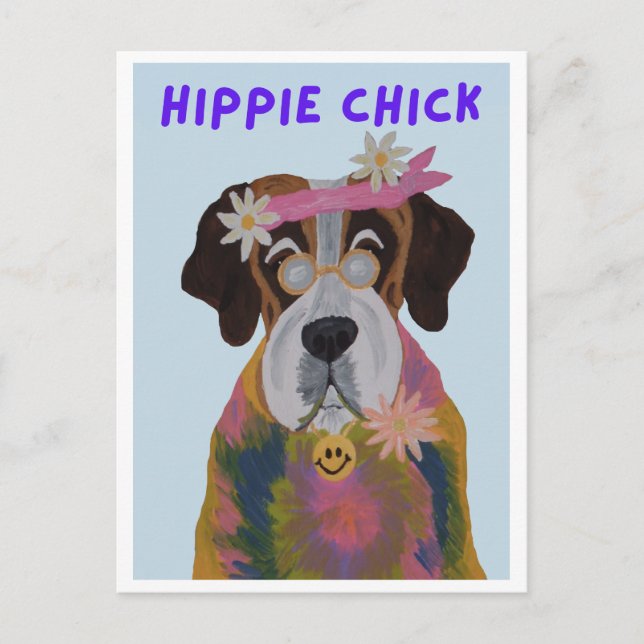 Postal Santa Bernarda Hippie Chick (Anverso)