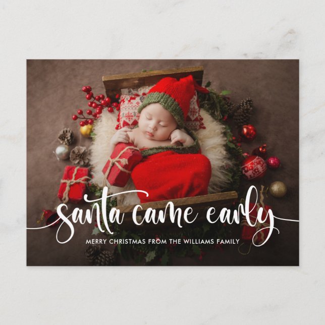 Postal Santa Came Anuncio de Nacimiento de Navidades Temp (Anverso)