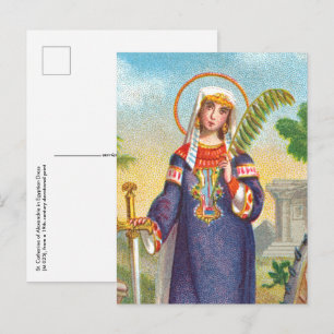 Postal Santa Catalina de Alejandría con traje egipcio Pos