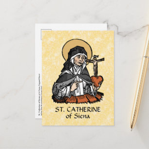 Postal Santa Catalina de Siena con Corazón con Cruz