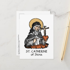 Postal Santa Catalina de Siena con Corazón coronado por u