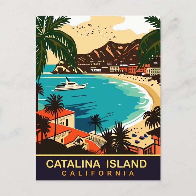 Postal Santa Catalina, Playa, CA, Viajes (Anverso)