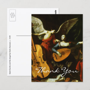 Postal Santa Cecilia y el ángel de Carlo Saraceni 