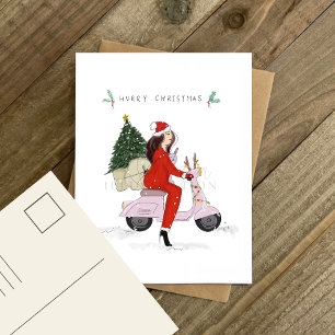 Postal santa chica, navidades,