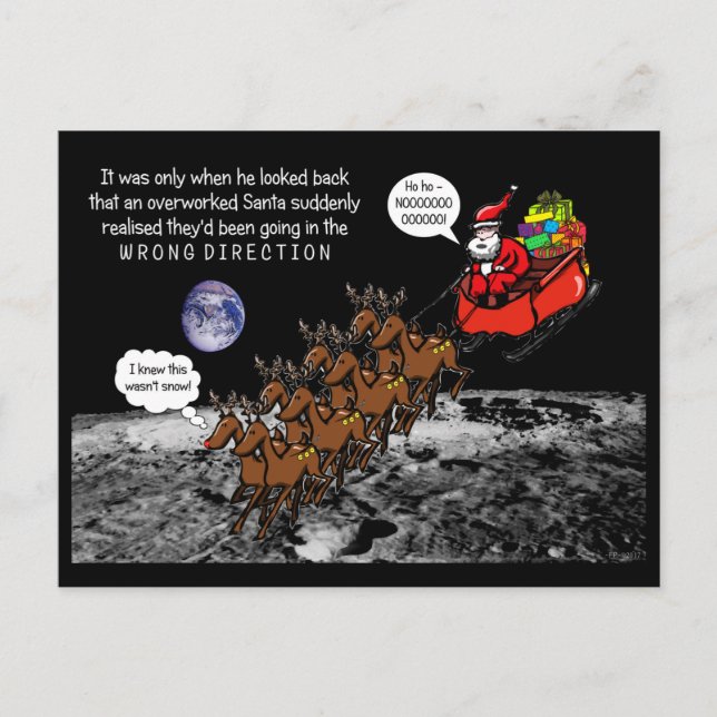 Postal Santa Christmas Jokes Reindeers Wrong Direction (Anverso)