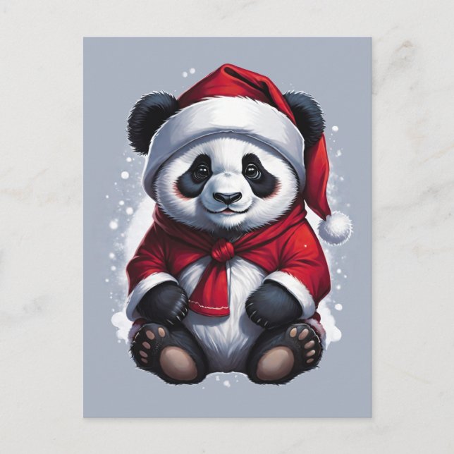 Postal Santa Claus Baby Panda | NAVIDADES (Anverso)