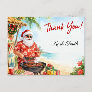 Postal Santa Claus Barbacoa de Navidad Playa Tropical 