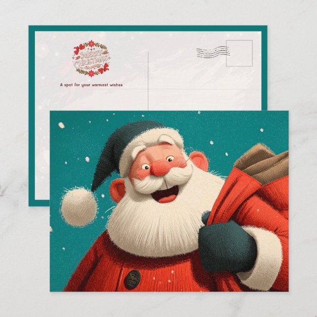 Postal Santa Claus Carrying a Gift Sack (Anverso / Reverso)