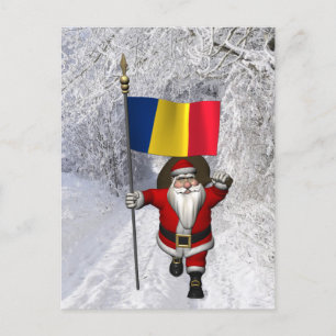 Postal Santa Claus Con Bandera De Rumania