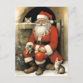Postal Santa Claus con gatitos