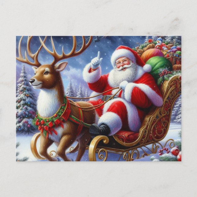 Postal Santa Claus con Sled (Anverso)